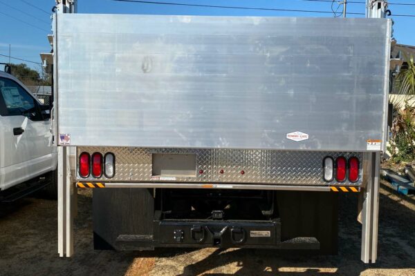 Rear view of large truck lift gate